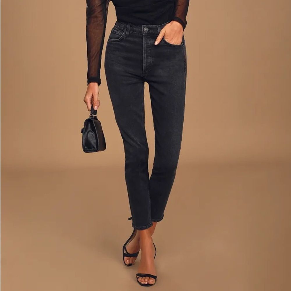 Agolde Nico High Rise Black Wash Slim Jeans